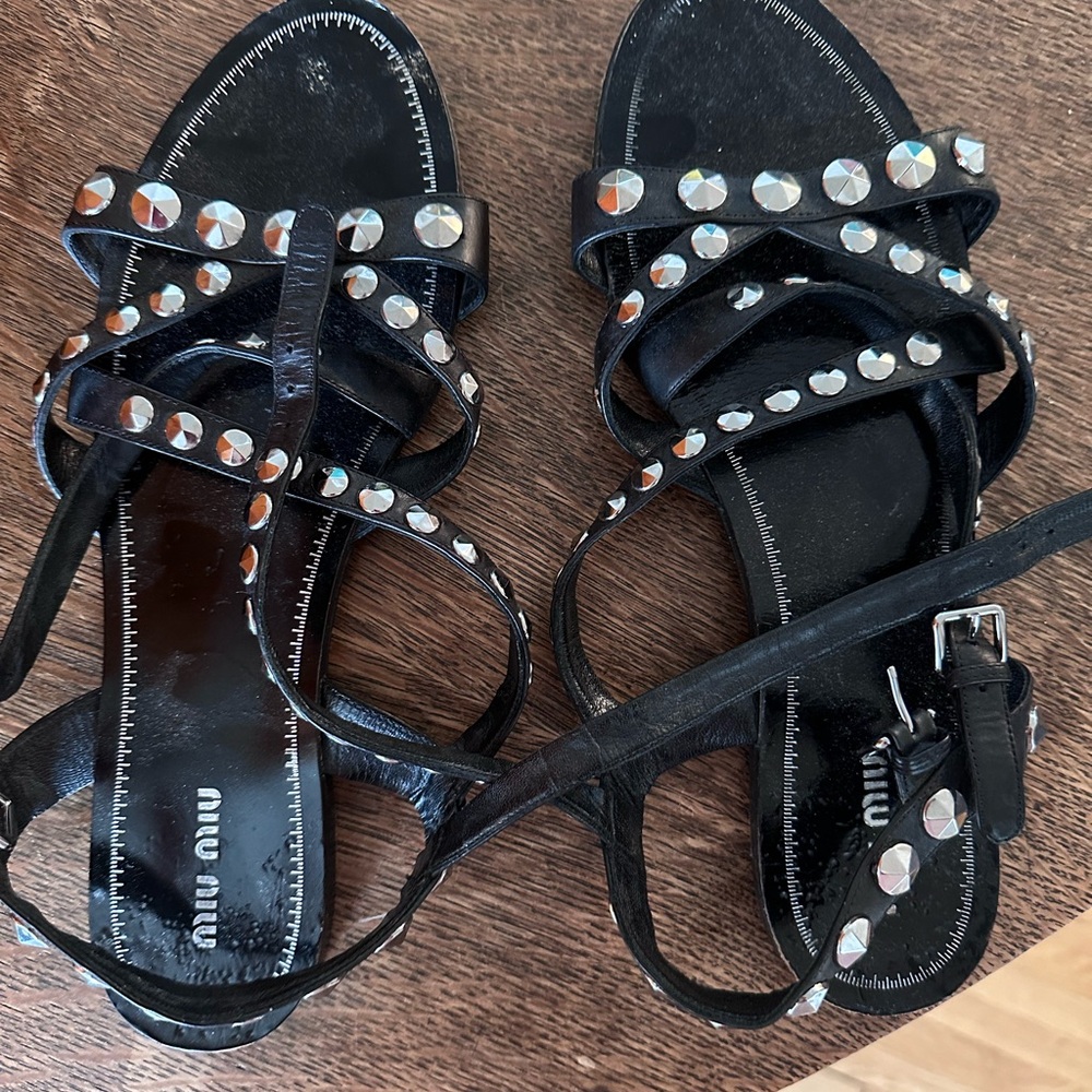 Miu Miu black studded sandals - size 41